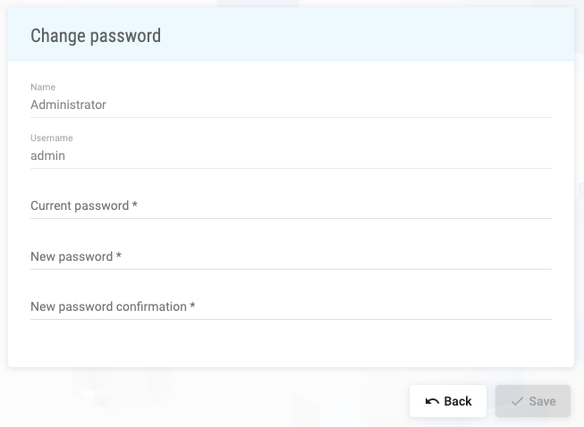 Change password form